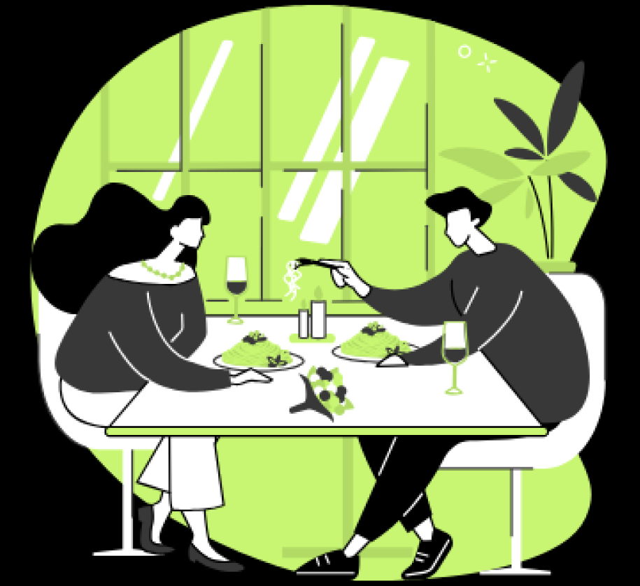 Couple enjoying a restaurant meal