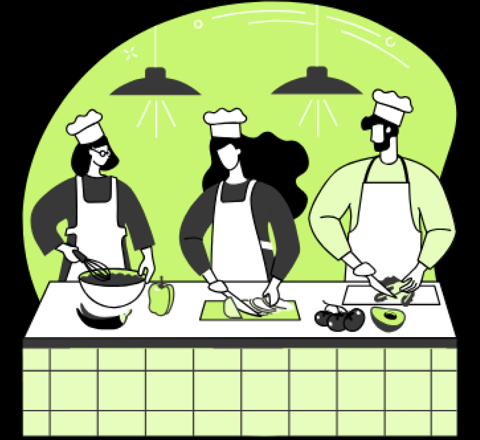Restaurant team in the kitchen